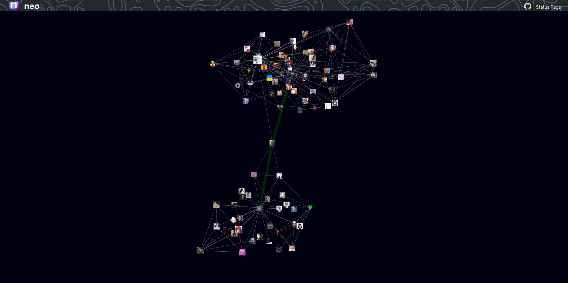 screenshot of a generated 3d graph of two crawled friend networks who share a common mutual friend